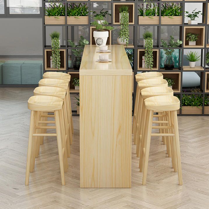 Industrial Style Bar Table Solid Wood Light Brown Milk Tea Shop Casual Bar Table Clearhalo 'Bar Furniture' 'Bar Tables' 'bar_tables' 'furn' 'furn_bar_tables' 'Furniture' 'furniture_bar_tables' 'Kitchen & Dining Furniture' 1200x1200_fcce205f-ba13-4392-80cc-34174d1555e1
