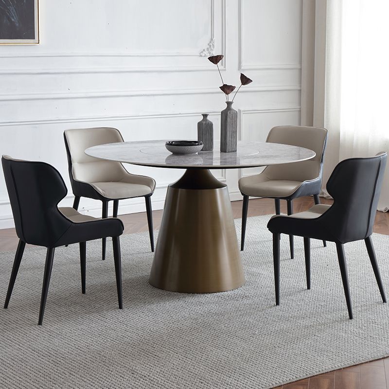 Sintered Stone Top Round Table for Restaurant Modern Dining Table with Metal Pedestal Clearhalo ' dining_table' 'Dining Tables & Seating' 'Dining Tables' 'furn' 'furn_dining_table' 'Furniture' 'furniture_dining_table' 'Kitchen & Dining Furniture' 'kitchen&dining_furn' 'kitchen' 'kitchen_dining_table' 1200x1200_fccecdcc-81c3-4b05-a0d6-66e87c974b23