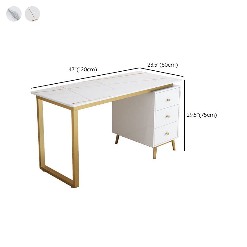 Glam 29.53 "großer Schreibtisch Stein Rechteckiger Büroschreibtisch mit Schubladen
