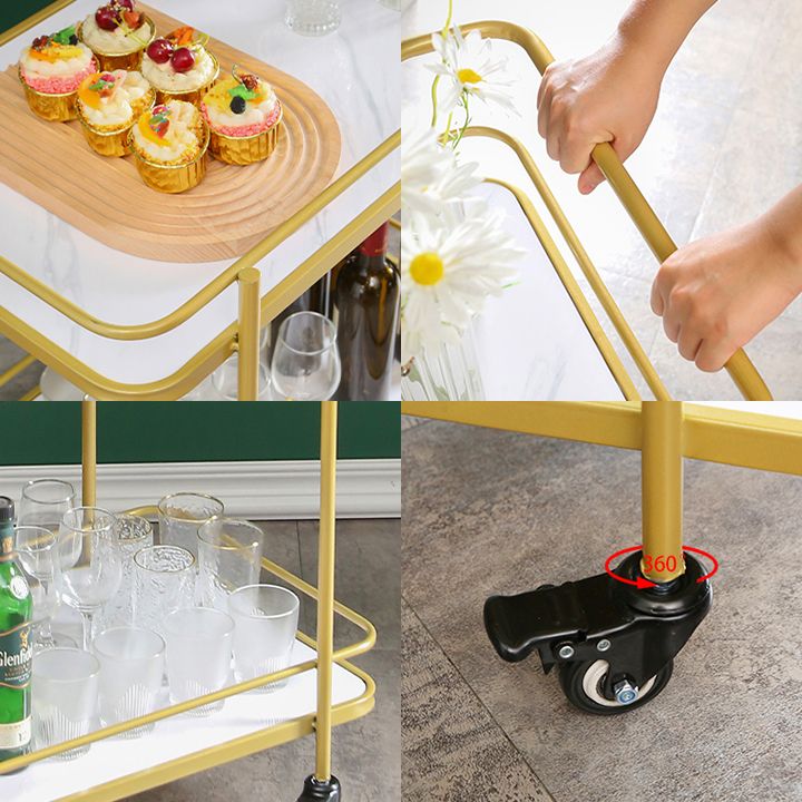 Modern 31.5"H Rolling Prep Table Metal Rectangular Prep Table for Home Use