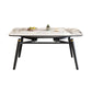 Tavolo da pranzo moderno allungabile in pietra con base in legno per sala da pranzo