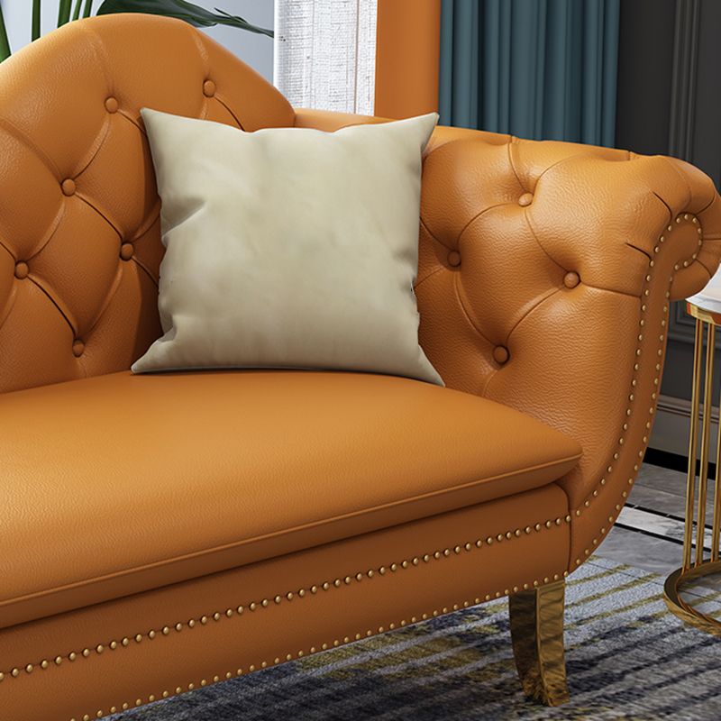 Glam Chaise Lounge Chair Solid Color Chaise Lounge with Pillow Clearhalo 'Chairs & Seating' 'Chaise Lounge' 'chaise_lounge' 'furn' 'furn_chaise_lounge' 'Furniture' 'Living Room Furniture' 1200x1200_fcd1f31b-606c-4867-8d93-b8ce88be1b10