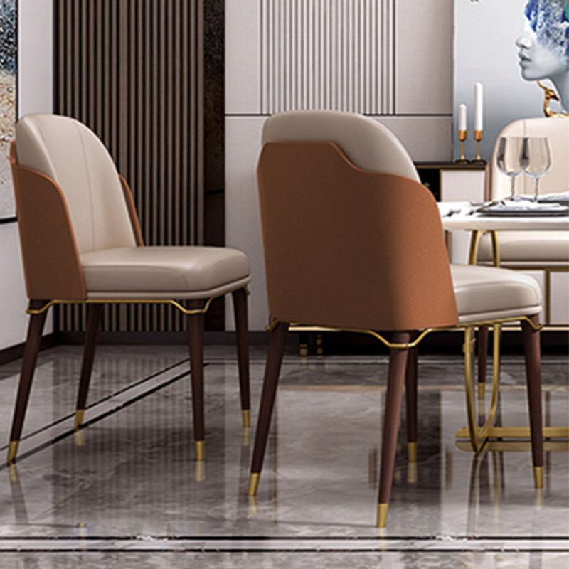 Modern Restaurant Parsons Side Chair Leather Dining Chair with Walnut Legs Clearhalo ' kitchen&dining_furn' 'Dining Chairs' 'Dining Tables & Seating' 'dining_chair' 'furn' 'furn_dining_chair' 'Furniture' 'furniture_dining_chair' 'Kitchen & Dining Furniture' 'kitchen' 1200x1200_fcd40e3b-ade1-4f58-ab2e-a54a3e80892e