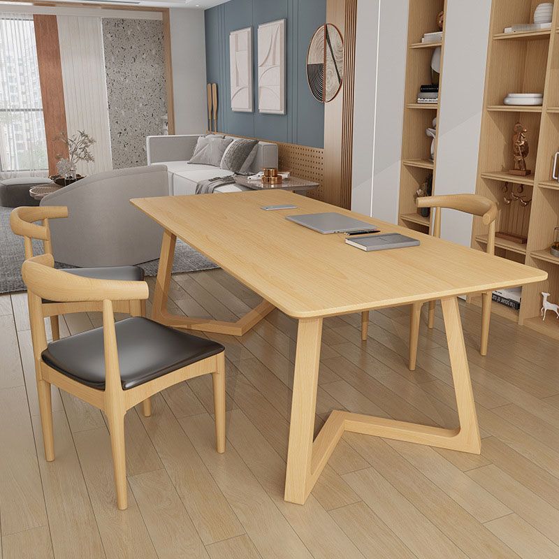 Solid Wood Top Dining Table Traditional Luxury Table with Pine Wood Sled Base Clearhalo 'Dining Tables & Seating' 'Dining Tables' 'dining_table' 'furn' 'furn_dining_table' 'Furniture' 'furniture_dining_table' 'Kitchen & Dining Furniture' 'kitchen' 'kitchen_dining_table' 1200x1200_fcd7dd0d-6e69-42b7-aedb-690f292bee29