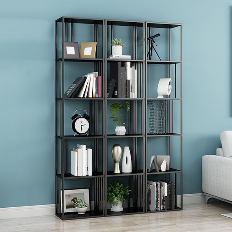 Libreria in metallo da 12 "W Open Storage Bookcase con ripiani in nero e oro