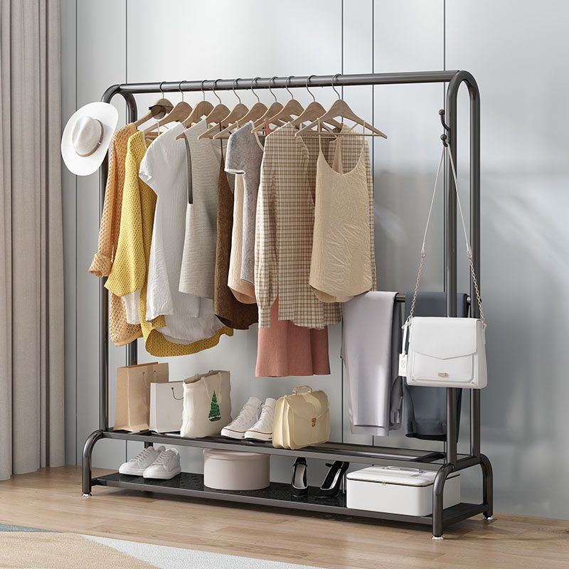 Hall Tree Metal moderne 2 crochets sans cintre de manteau en détresse avec étagères de rangement