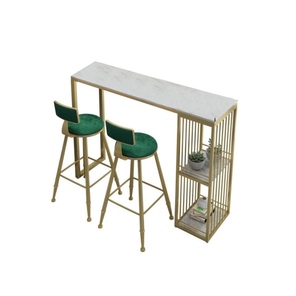 Bancone della barra del rettangolo glam nordico contropiede con gambe metalliche