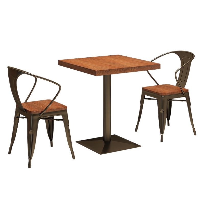 Industrial Style Solid Wood Dining Table Brown square Pedestal Table for Dinning Room Clearhalo ' dining_table' 'Dining Tables & Seating' 'Dining Tables' 'furn' 'furn_dining_table' 'Furniture' 'furniture_dining_table' 'Kitchen & Dining Furniture' 'kitchen&dining_furn' 'kitchen' 'kitchen_dining_table' 1200x1200_fcdb2130-2da1-450b-a8b5-9621ab867a21