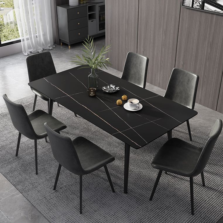 Industrial Style Sintered Stone Dining Table Rectangle Table with 4 Legs for Dinning Room Clearhalo ' dining_table' 'Dining Tables & Seating' 'Dining Tables' 'furn' 'furn_dining_table' 'Furniture' 'furniture_dining_table' 'Kitchen & Dining Furniture' 'kitchen&dining_furn' 'kitchen' 'kitchen_dining_table' 1200x1200_fcdc579e-0c67-479c-8f32-be4b61ef08bc