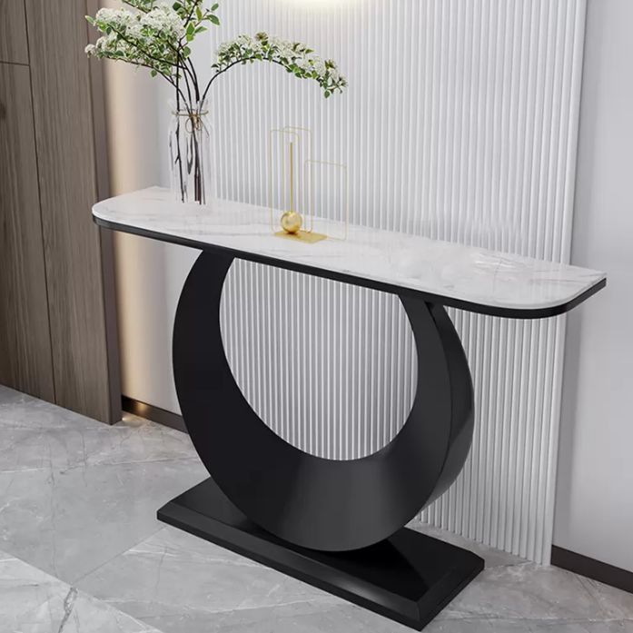 1-shelf 31.5" Tall Console Table Modern Stone Accent Table for Hall