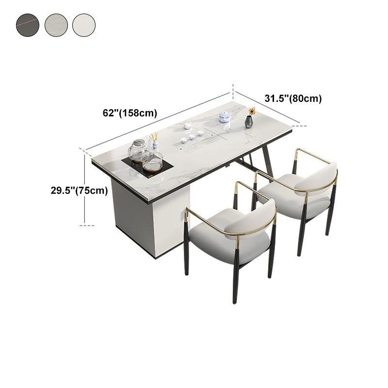 Metal Double Pedestal Table Modern Stone Top Rectangle Counter Dining Table Clearhalo 'Dining Tables & Seating' 'Dining Tables' 'dining_table' 'furn' 'furn_dining_table' 'Furniture' 'furniture_dining_table' 'Kitchen & Dining Furniture' 'kitchen' 'kitchen_dining_table' 1200x1200_fcdc8fa9-dd87-4de9-a2ad-1e3918c01bc3