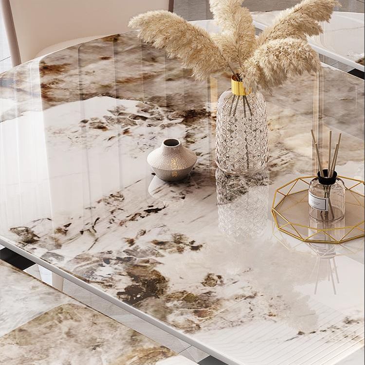 Stile semplicità Tavolo da pranzo rotondo Tavolo in pietra Drop-foglia mobili per la casa