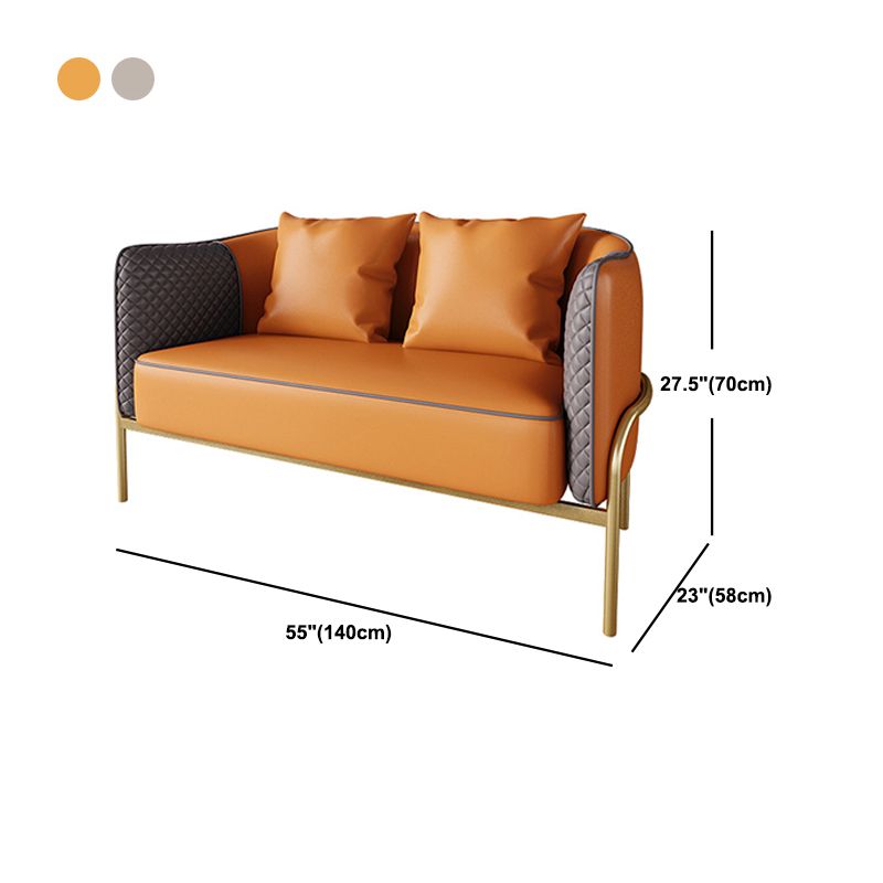 Moderne faux lederen bank met kussen terug voor woonkamer bank