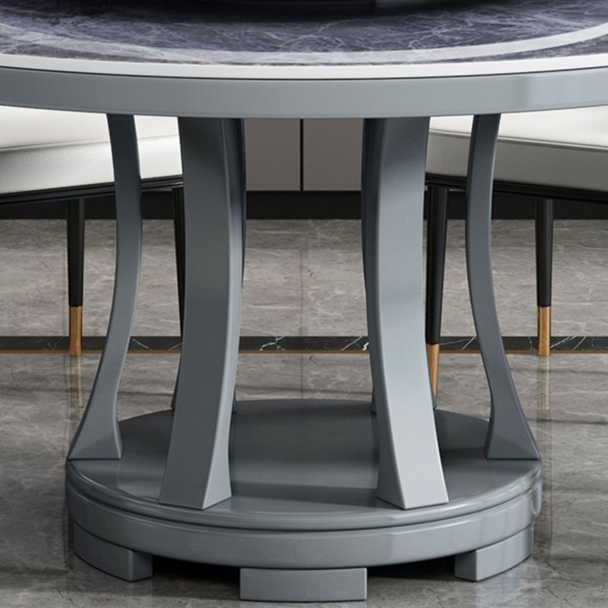 Round Stone Turntable Table Minimalist Furniture with Pedestal Base Clearhalo 'Dining Tables & Seating' 'Dining Tables' 'dining_table' 'furn' 'furn_dining_table' 'Furniture' 'Kitchen & Dining Furniture' 1200x1200_fce4b5df-646d-41be-a108-432dcc3a3f0f