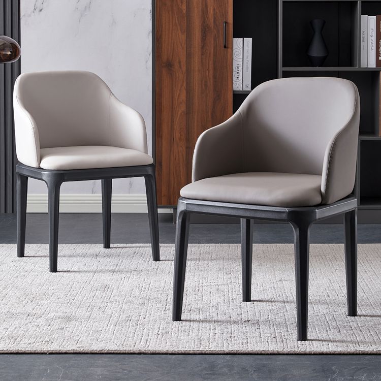 Faux Leather Contemporary Dining Room Chair Metallic Finish Solid Back Dining Chair Clearhalo ' kitchen&dining_furn' 'Dining Chairs' 'Dining Tables & Seating' 'dining_chair' 'Furniture' 'furniture_dining_chair' 'Kitchen & Dining Furniture' 'kitchen' 1200x1200_fce50ee4-aed6-4a30-aa00-f96a99cf4f8f