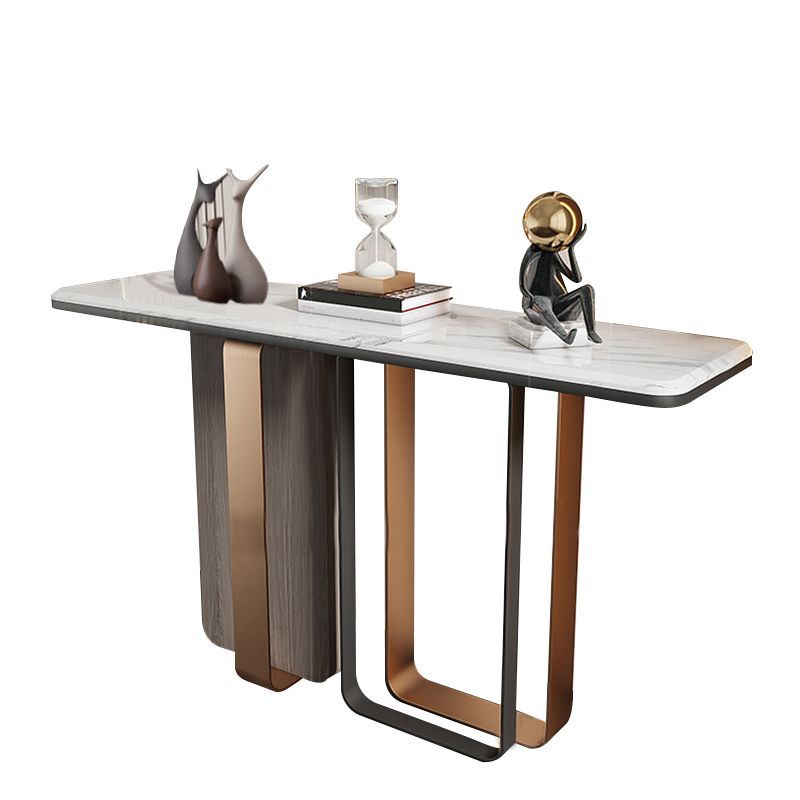 Tabella della console rettangolare in pietra Tavola di estremità alta 31,5 pollici con gambe in acciaio inossidabile