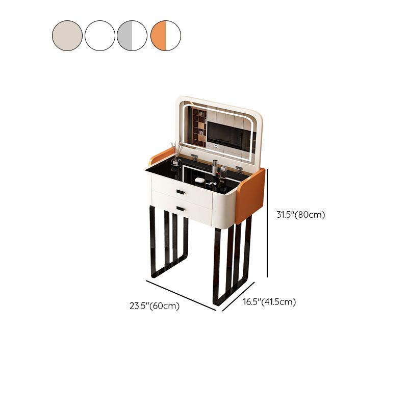 Vanity per il trucco per la camera da letto per trucco per trucco in vetro contemporaneo con specchio illuminato