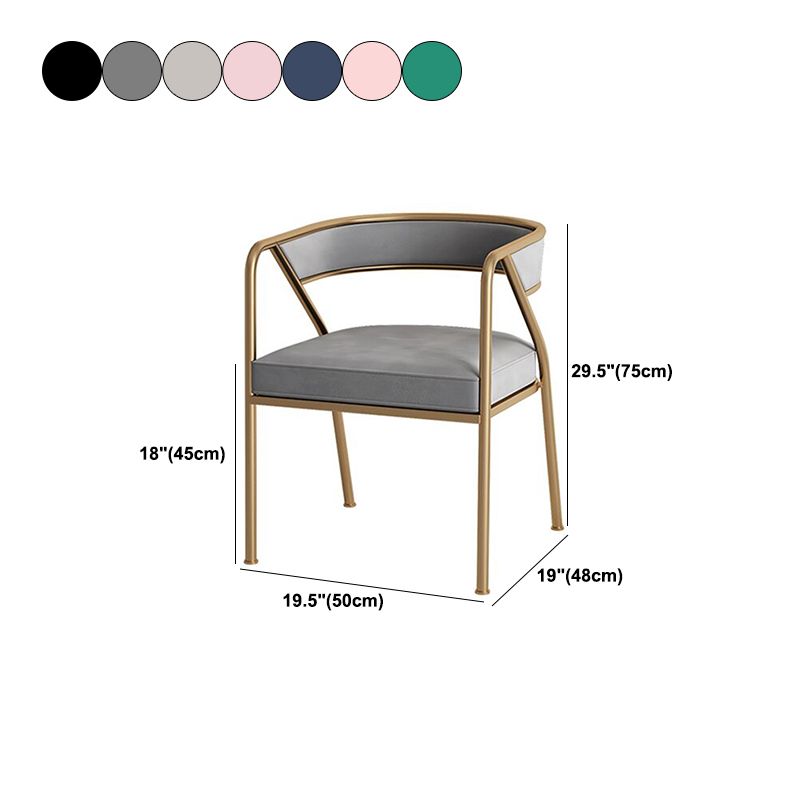 Glam Style Arm Dining Chairs Gold Iron Frame Open Back Dining Side Chair