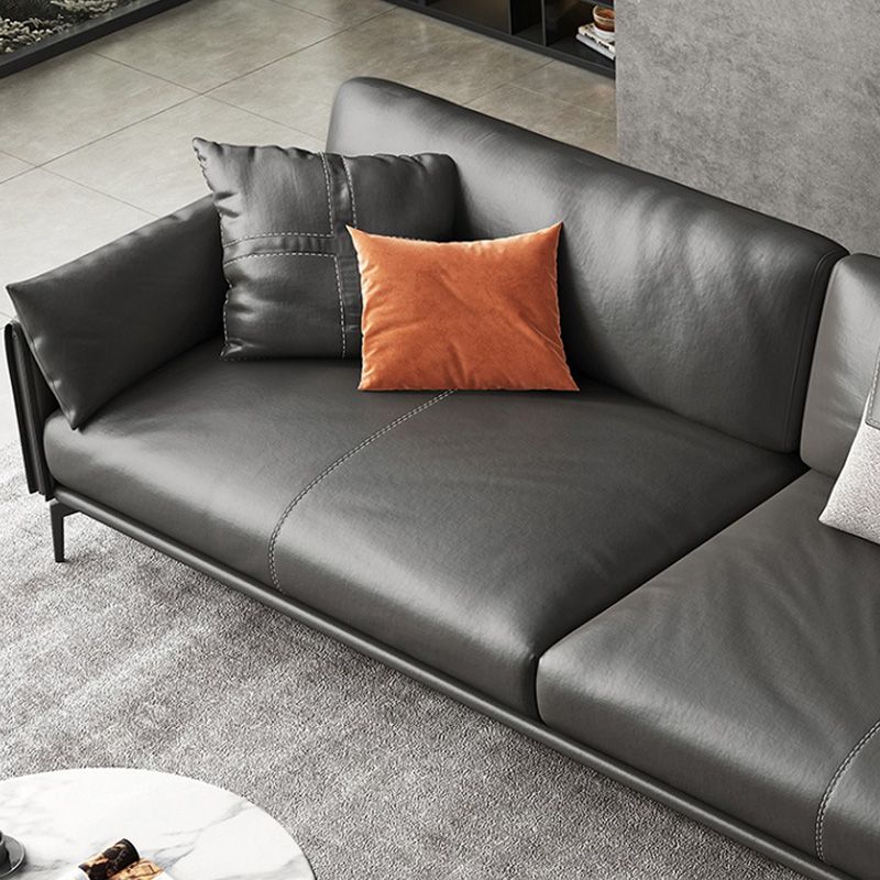 Sofá de brazo cuadrado 33.46 "Sofá de cuero genuino alto con espalda suelta