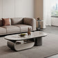 Elliptical Slate Top Coffee Table 1 -shelf Glam Cocktail Table with 1 - Drawer