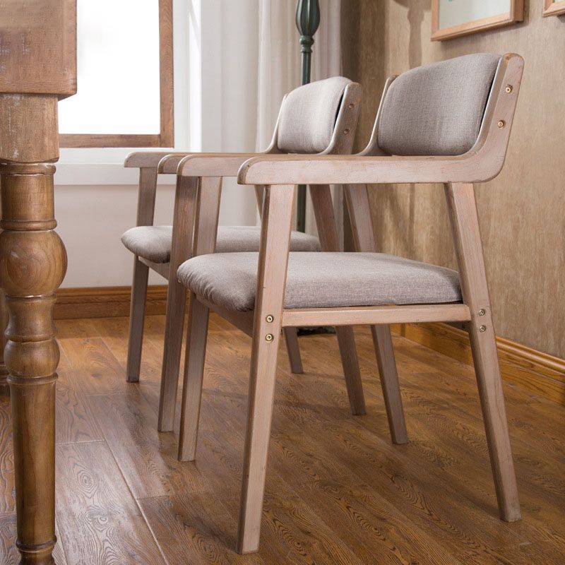 Farmhouse Rubberwood Upholstered Arm Chair Open Matte Finish Dining Chair Clearhalo ' kitchen&dining_furn' 'Dining Chairs' 'Dining Tables & Seating' 'dining_chair' 'furn' 'furn_dining_chair' 'Furniture' 'furniture_dining_chair' 'Kitchen & Dining Furniture' 'kitchen' 1200x1200_fcec1464-2f7b-4d8e-85a3-ba6b65f05b42
