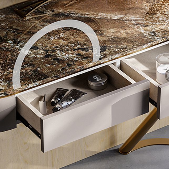 Tavolo da vanità a specchio illuminato set lussuoso tavolo da toeletta da top in pietra