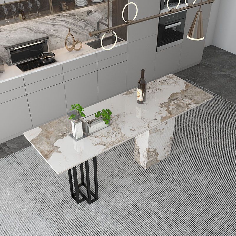 Double Pedestal Kitchen Counter Height Table Contemporary Rectangle Pub Table Clearhalo 'Bar Furniture' 'Bar Tables' 'bar_tables' 'furn' 'furn_bar_tables' 'Furniture' 'Kitchen & Dining Furniture' 1200x1200_fceed3c3-b408-4b1b-a099-fa7ba119d4c8