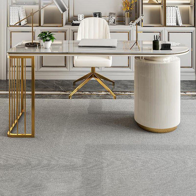 Glam Stone Office Bureau 3 tiroirs 29,53 "Bureau d'écriture de haut avec base de piédestal