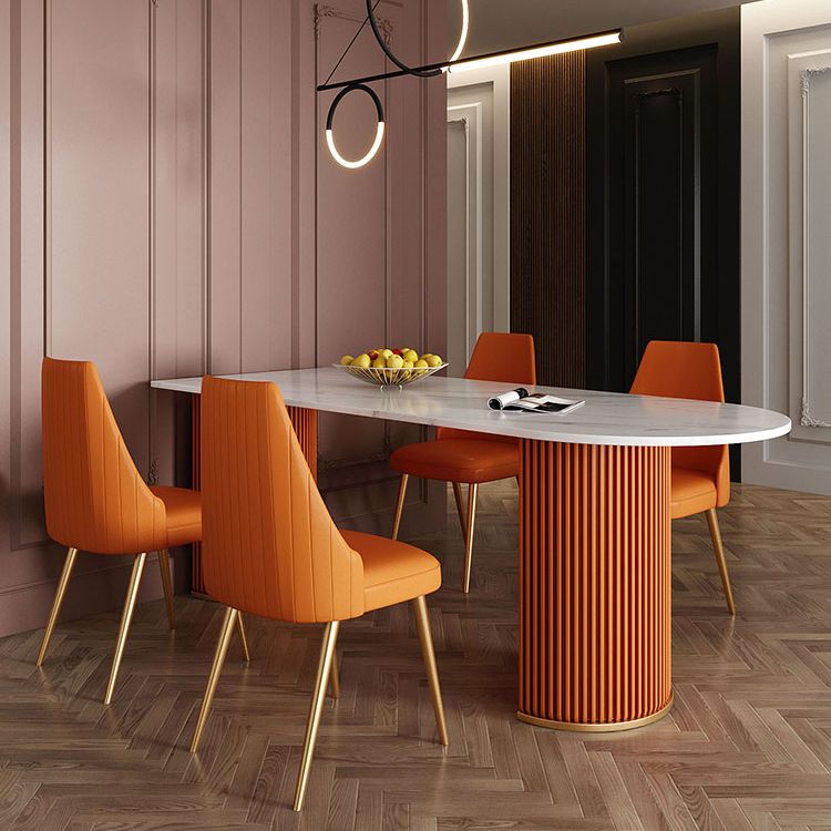 Traditional Luxury Dining Table White Sintered Stone Double Pedestal Table for Kitchen Clearhalo ' dining_table' 'Dining Tables & Seating' 'Dining Tables' 'furn' 'furn_dining_table' 'Furniture' 'furniture_dining_table' 'Kitchen & Dining Furniture' 'kitchen&dining_furn' 'kitchen' 'kitchen_dining_table' 1200x1200_fcf0791f-9f7b-485f-8d65-ba5918fc2da8