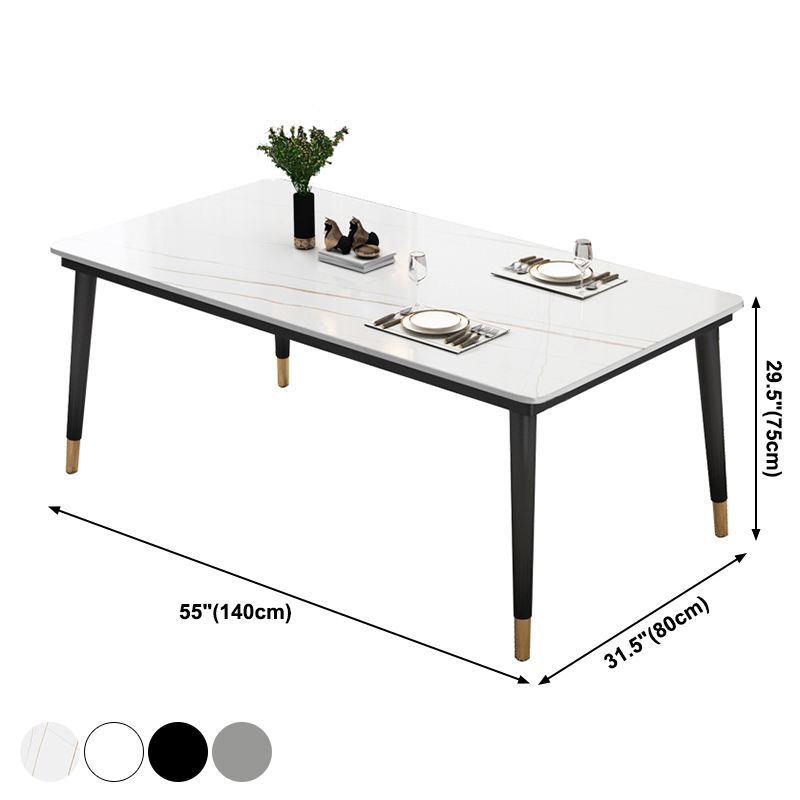 Industrial Style Home Sintered Stone Dining Table Rectangle Shape Table with 4 Legs Base Clearhalo ' dining_table' 'Dining Tables & Seating' 'Dining Tables' 'furn' 'furn_dining_table' 'Furniture' 'furniture_dining_table' 'Kitchen & Dining Furniture' 'kitchen&dining_furn' 'kitchen' 'kitchen_dining_table' 1200x1200_fcf11d37-4b40-4794-8681-08384c15e84b