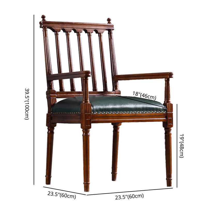 Traditional Study Room Leather Arm Chair Walnut Slat Back Dining Chair Clearhalo ' kitchen&dining_furn' 'Dining Chairs' 'Dining Tables & Seating' 'dining_chair' 'furn' 'furn_dining_chair' 'Furniture' 'furniture_dining_chair' 'Kitchen & Dining Furniture' 'kitchen' 1200x1200_fcf12d25-efce-4747-b408-5c5523a3a4ff