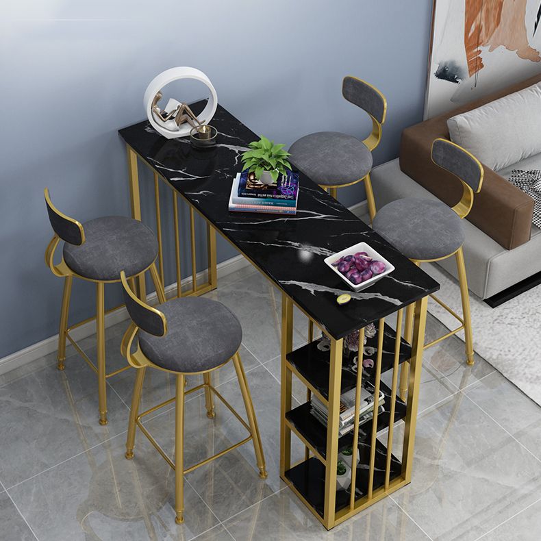 Marble Color Top Bar Table 42-inch Height Glam Style Bistro Table Clearhalo 'Bar Furniture' 'Bar Tables' 'bar_tables' 'furn' 'furn_bar_tables' 'Furniture' 'Kitchen & Dining Furniture' 1200x1200_fcf18cbd-b645-4a7c-8e59-3ff6d86c516a