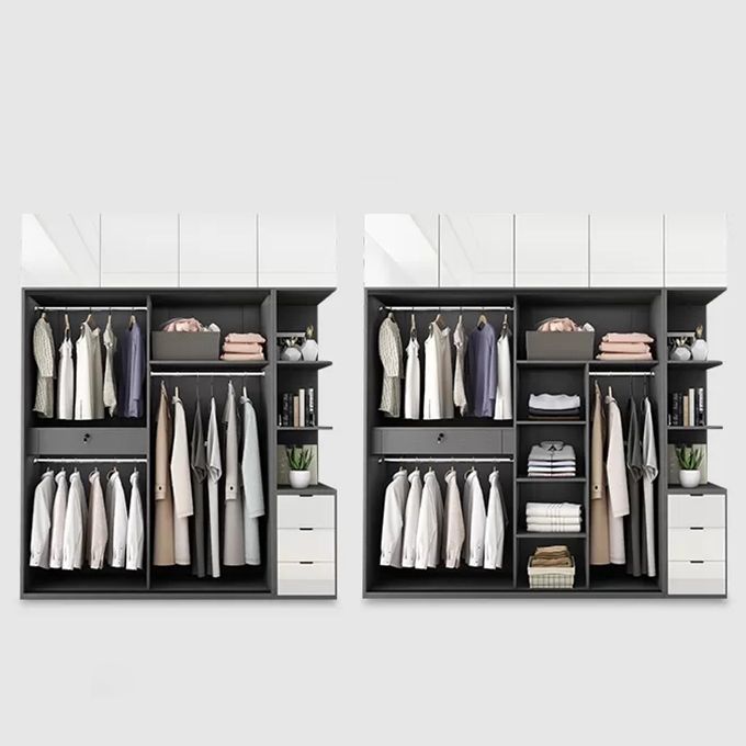 Contemporary White Storage Cabinet Mirrored Finish Cabinet with Sliding Door