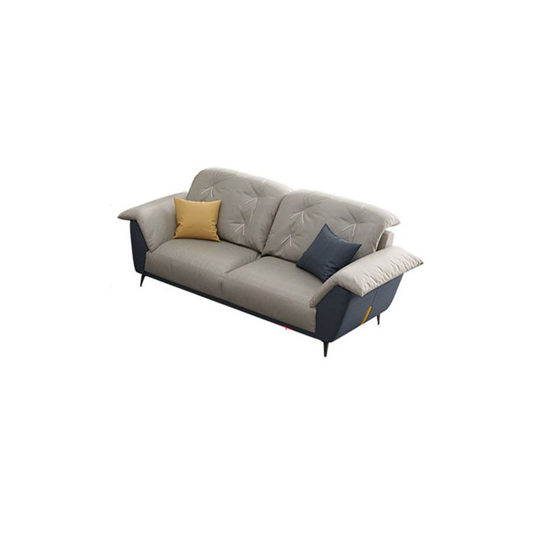 Sewn Pillow Back Sofa Modern Style 34.64" H Faux Leather Sofa Clearhalo 'furn' 'furn_sofas' 'Furniture' 'Living Room Furniture' 'Sofa' 'sofas' 1200x1200_fcf7094d-3595-46c3-b7a3-40a4966303a4