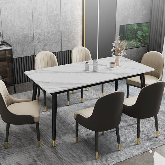 4-foot Metal Table Rectangle Stone Top Traditional Luxury Dining Site Table Clearhalo 'Dining Tables & Seating' 'Dining Tables' 'dining_table' 'furn' 'furn_dining_table' 'Furniture' 'Kitchen & Dining Furniture' 1200x1200_fcf74e99-6a5d-4ff8-9449-b43d44f7842e