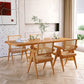 Modern Pine Wood Dining Table Rectangle Table with Double Pedestal Base for Dining Room