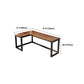 Modern Pine Wood Office Desk Brown L-Shape Task Desk for Home and Office