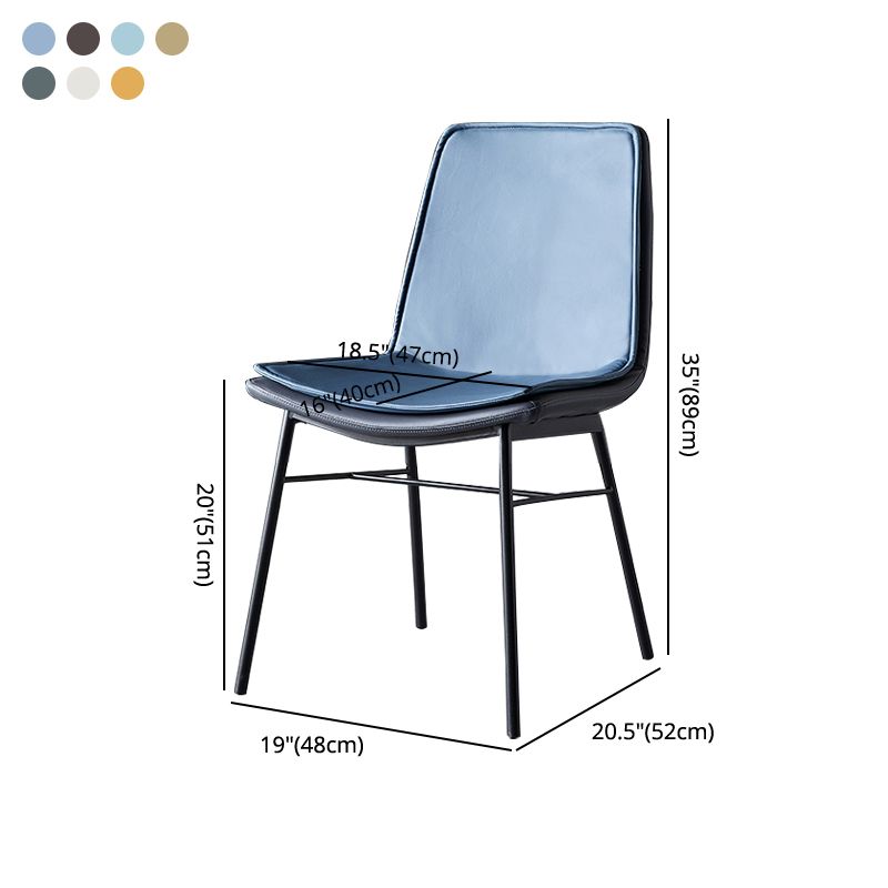 Industrial Style Leather Dining Chairs Solid Back Armless Side Chairs for Kitchen Clearhalo ' kitchen&dining_furn' 'Dining Chairs' 'Dining Tables & Seating' 'dining_chair' 'furn' 'furn_dining_chair' 'Furniture' 'furniture_dining_chair' 'Kitchen & Dining Furniture' 'kitchen' 1200x1200_fcf97da3-b155-46d7-8179-dbe329d4bd76