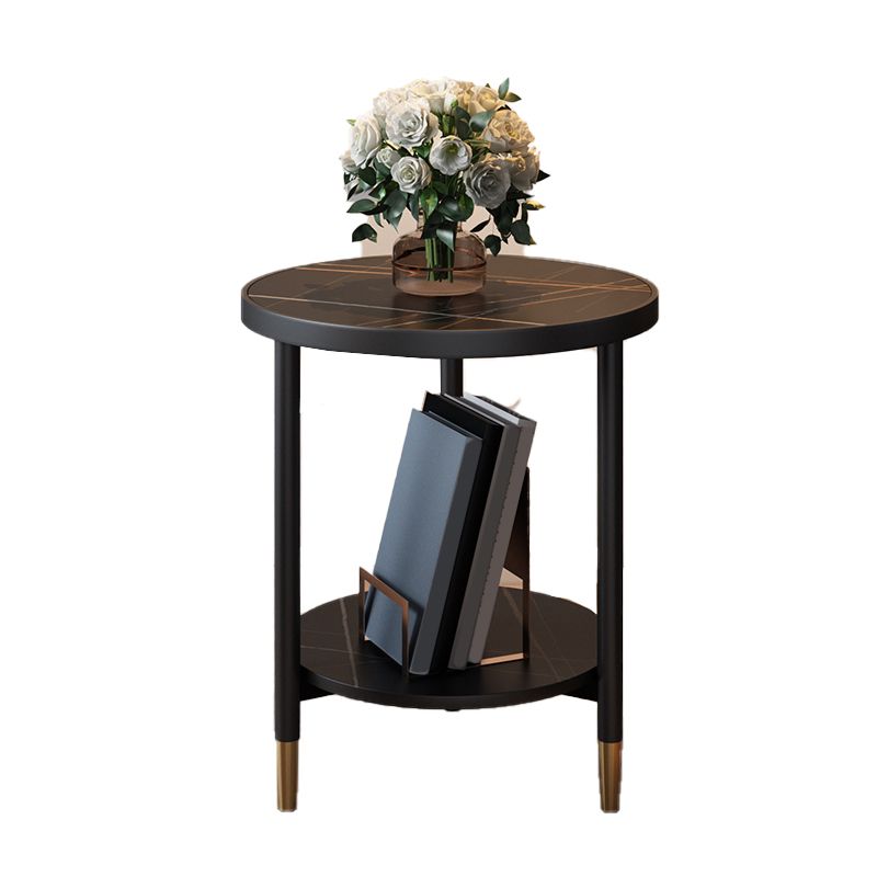 3 benen leisteen bijzettafel rondom minimalistische dubbele laag eindtafel