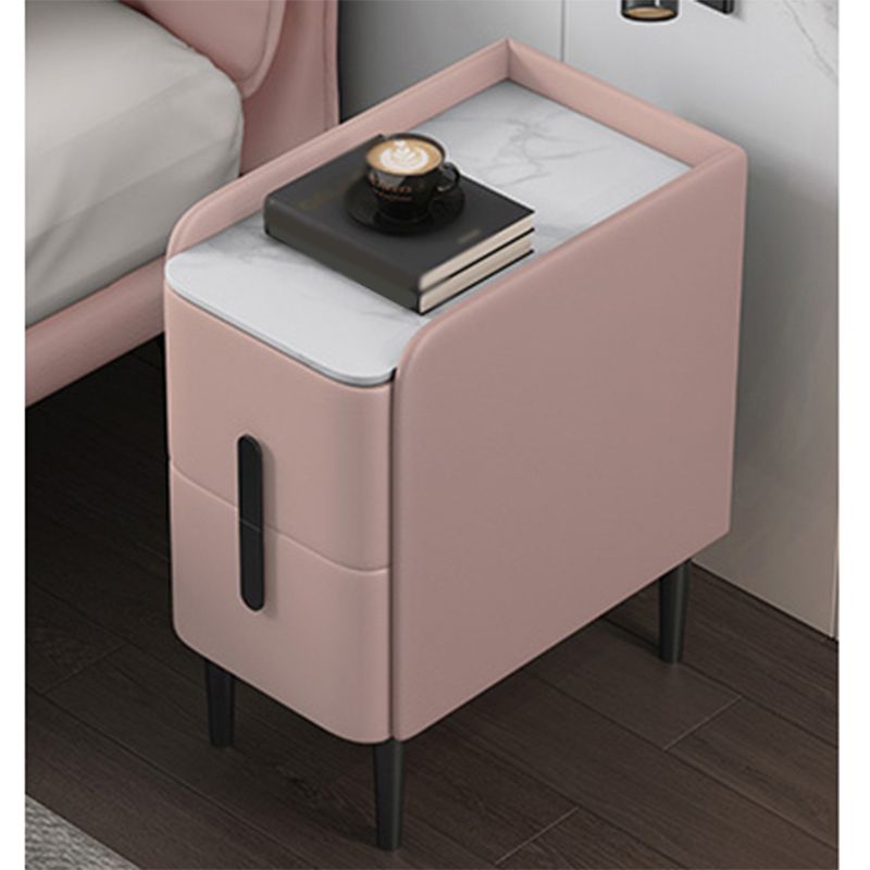 Rectangular Coffee Table with 4 Legs Base Design Rock Slate Top Metal Cocktail Table