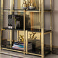 Gold Closed Back Bookshelf Glam Standard Engineered Wood Bookcase