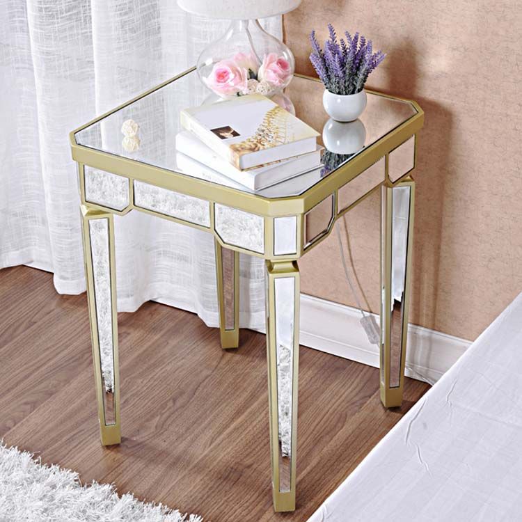 Modern de 25.6 "de altura 4 patas Mesa de vidrio cuadrada Top de vidrio superior