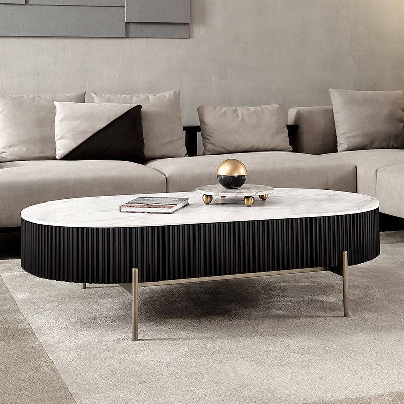 Modern Style Round White Black Metal Four-legged Coffee Table Clearhalo 'Coffee & Accent Tables' 'Coffee Tables' 'coffee_tables' 'furn' 'furn_coffee_tables' 'Furniture' 'Living Room Furniture' 1200x1200_fd02c851-d678-4a2e-9a1e-dfaf0fa2caa4