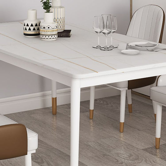 Modern White Iron Dinette Set 1/2/5/7 Pieces Rectangle Sintered Stone Top Dining Table Set Clearhalo 'Dining Room Sets' 'Dining Tables & Seating' 'dining_room_set' 'furn' 'furn_dining_room_set' 'Furniture' 'Kitchen & Dining Furniture' 1200x1200_fd0516e6-9426-4003-b102-845b8f9ad4c1