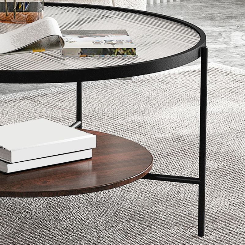 Glass Top 4 Legs Coffee Table Modern Round Cocktail Table in Black/Gold Clearhalo 'Coffee & Accent Tables' 'Coffee Tables' 'coffee_tables' 'furn' 'furn_coffee_tables' 'Furniture' 'Living Room Furniture' 1200x1200_fd0a2b89-c056-4106-8324-132afe318002