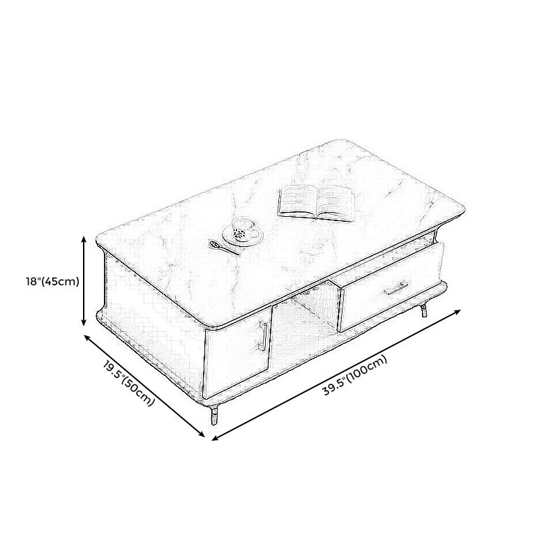 Modern Style Black Gold/white/platinum/gray Slate Top Metal Base Coffee Table