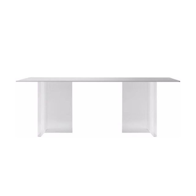 Acryli Contemporary Dining Set 1/7 Pieces White Stone Dinette Table Set