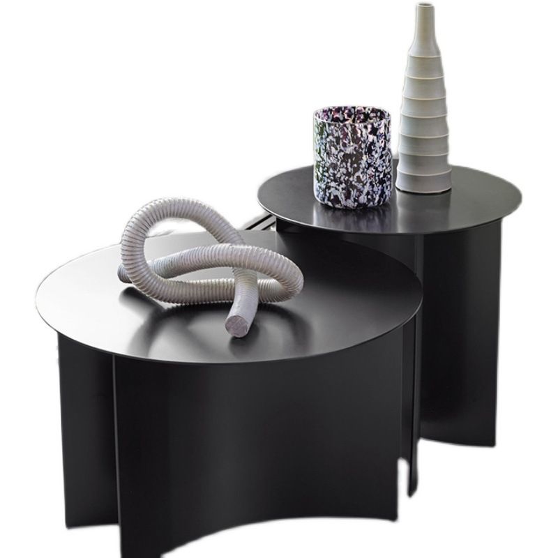 Abstract Coffee Table Black Round Metal Coffee Cocktail Table