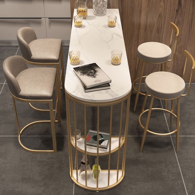 Glam Style White Bar Table in Iron Top and Faux Marble Milk Tea Shop Bar Table Clearhalo 'Bar Furniture' 'Bar Tables' 'bar_tables' 'furn' 'furn_bar_tables' 'Furniture' 'furniture_bar_tables' 'Kitchen & Dining Furniture' 1200x1200_fd0cd18b-553c-4811-9355-6a98895ed6ab