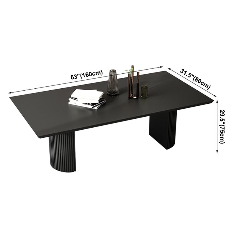 Simple Black Solid Wood Dining Table Rectangle Shape Standard Dining Table for Kitchen Clearhalo ' dining_table' 'Dining Tables & Seating' 'Dining Tables' 'furn' 'furn_dining_table' 'Furniture' 'furniture_dining_table' 'Kitchen & Dining Furniture' 'kitchen&dining_furn' 'kitchen' 'kitchen_dining_table' 1200x1200_fd0cefa0-3807-4503-8d7a-ac189d36d2c2